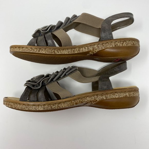 Rieker Gray Zipper Sandals Size 38 - Picture 5 of 11